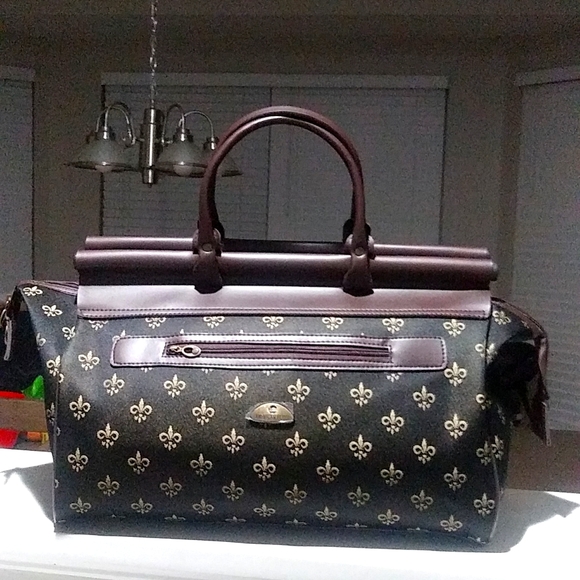 Fleur de Lis- American Flyer- Roomy Doctor's Bag 19" Black-Gold. - Picture 1 of 7